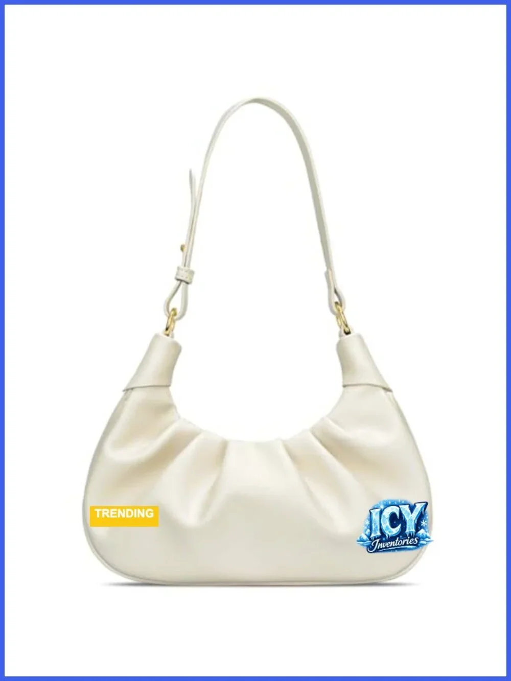 Women's Ruched Hobo Bag Faux Leather Underarm Purse with Gold Hardware